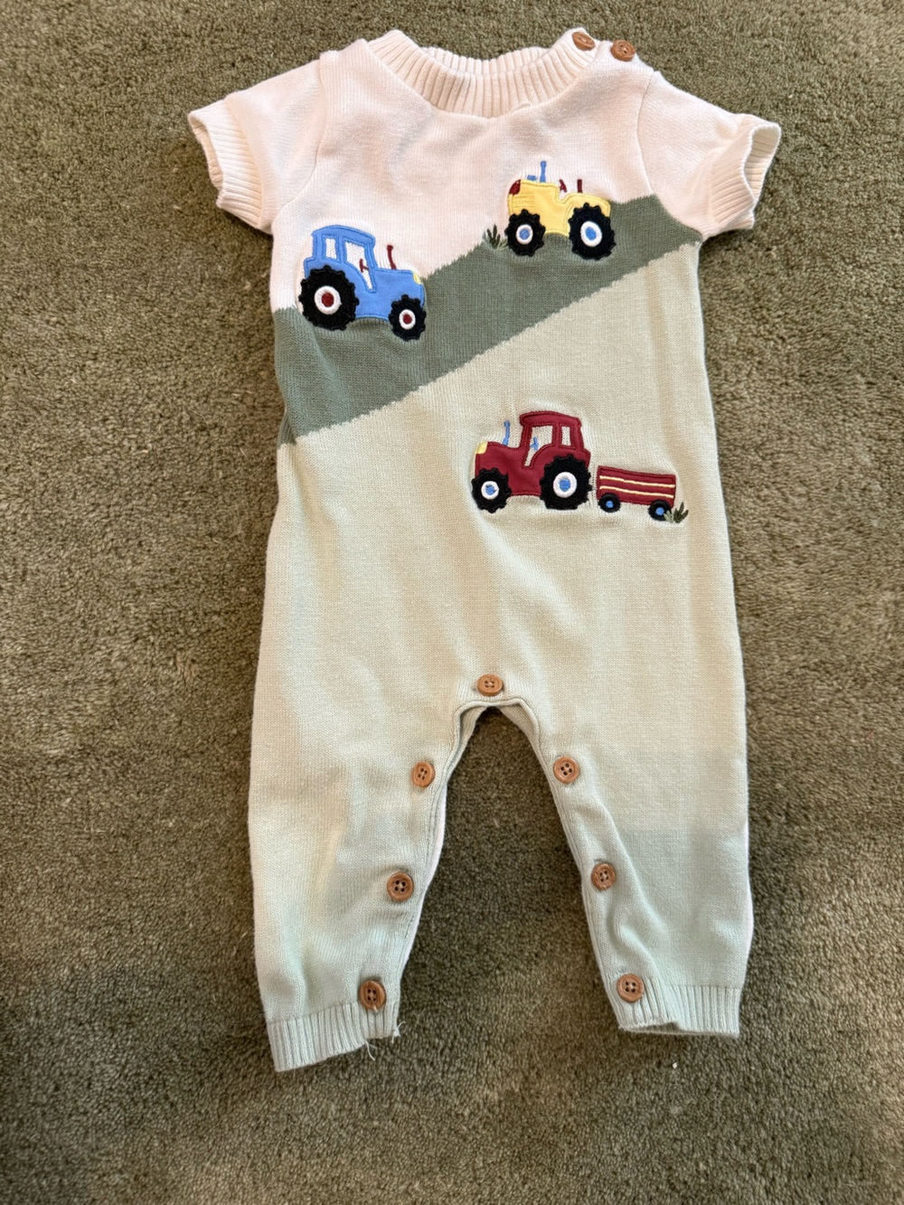 Baby boy 3mo tractor sweater romper